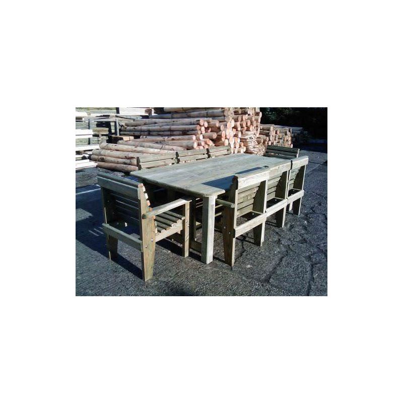 2.4m Douglas Fir Woodland Rectangular Table with 8 Woodland Armchairs